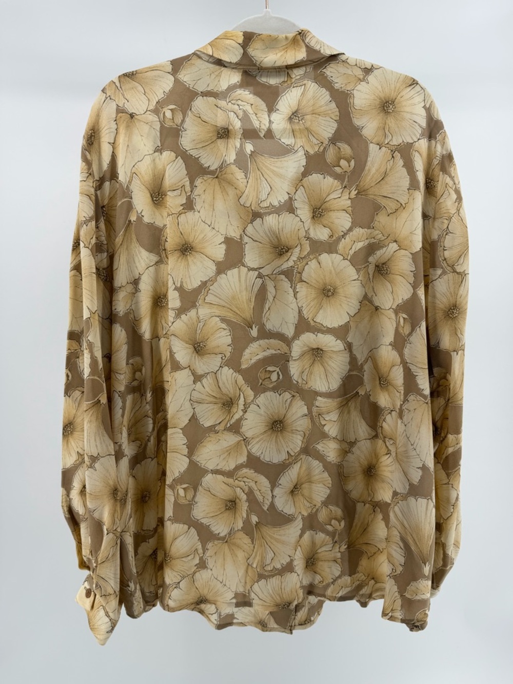 Vintage Jones New York 100% Silk Beige Floral Button-Down Shirt, Women's 22W - Picture 4 of 6